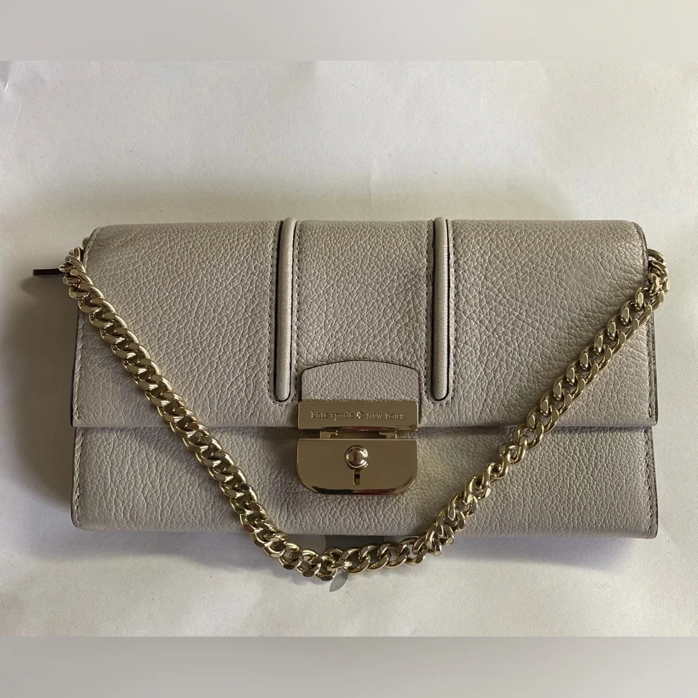 Kate Spade Gray Shoulder Bag with Gold Chain - Picture 7 of 11